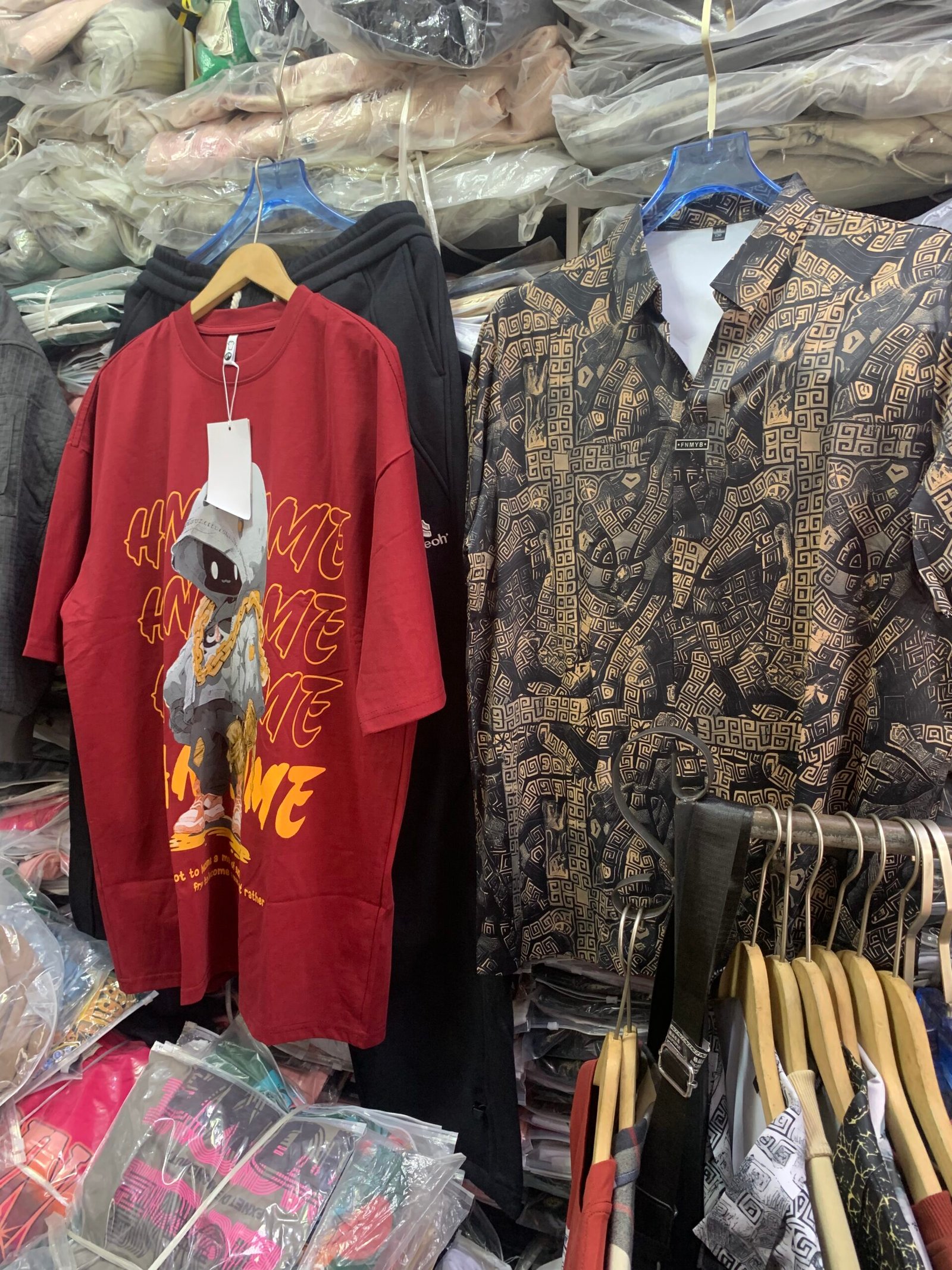 Clothing: T-shirts, jeans, joggers, polos, formal shirts