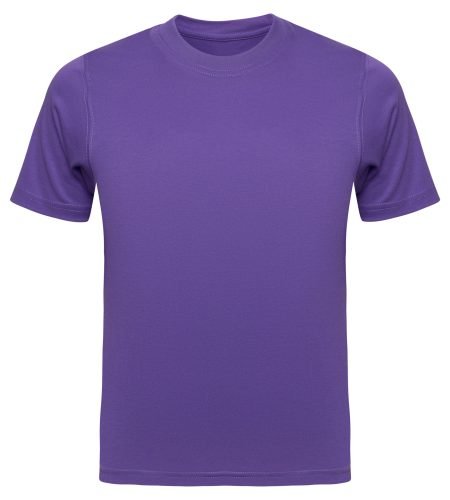 Violet T-shirt template men isolated on white. Tee Shirt blank as design mockup. Front view.